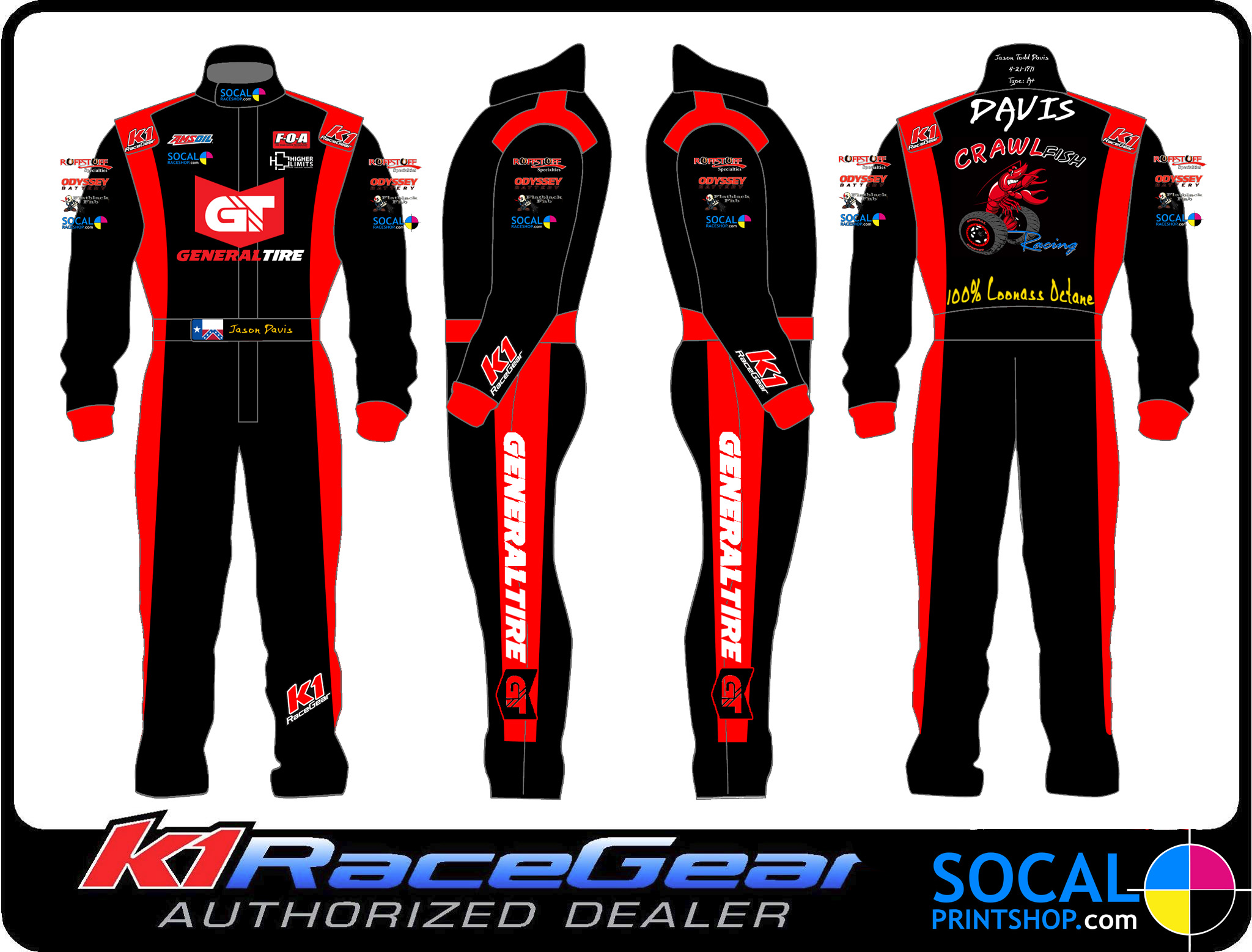 SoCal print shop full color printed or embroidery race suits and custom